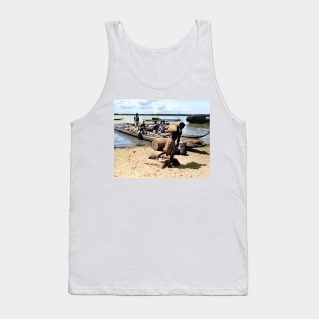 colorized vintage photo of suriname beach Tank Top by In Memory of Jerry Frank